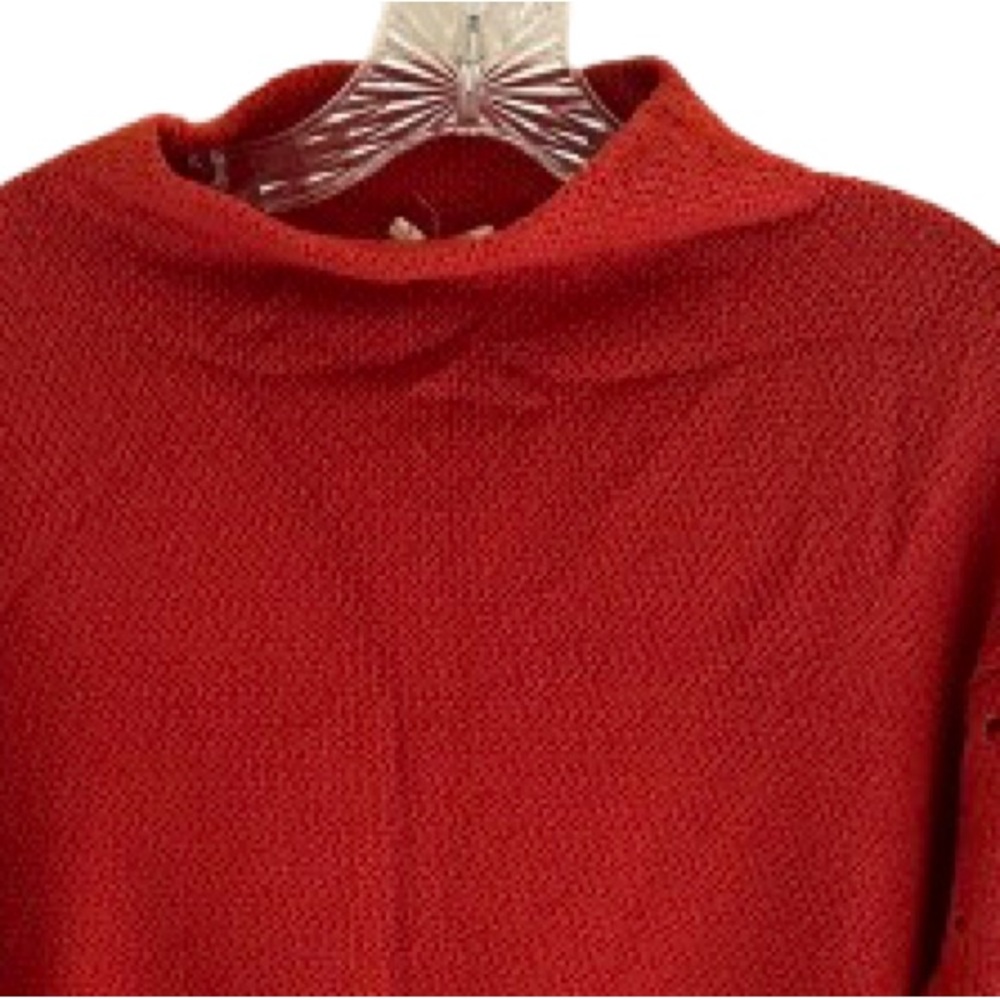 Moth Cherry Coded Rust Red Eyelet Knit Sweater La… - image 3